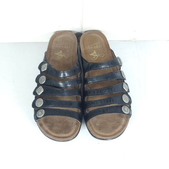 Dansko Women's Janie EU38 US7-7,5 Black Leather Slip-On Slide Sandals Shoes - Picture 4 of 16